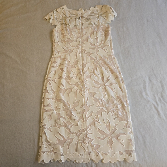 Tadashi Shoji Blush & Cream Ivory Floral Lace Midi Dress Wedding MI3 - Picture 12 of 14
